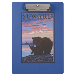 くまおよびカブス- Seward、アラスカ クリップボード