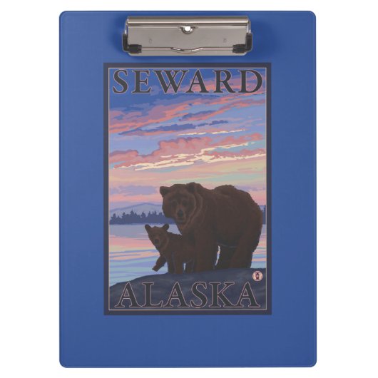 くまおよびカブス- Seward、アラスカ クリップボード (正面)