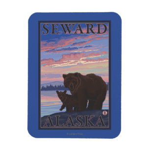 くまおよびカブス- Seward、アラスカ マグネット