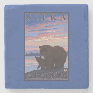 くまおよびカブス- Sitka、アラスカ ストーンコースター