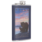 くまおよびカブス- Sitka、アラスカ フラスク (右)