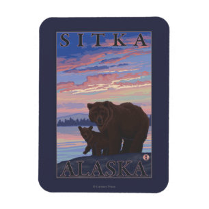くまおよびカブス- Sitka、アラスカ マグネット