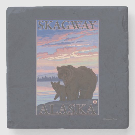 くまおよびカブス- Skagway、アラスカ ストーンコースター (正面)