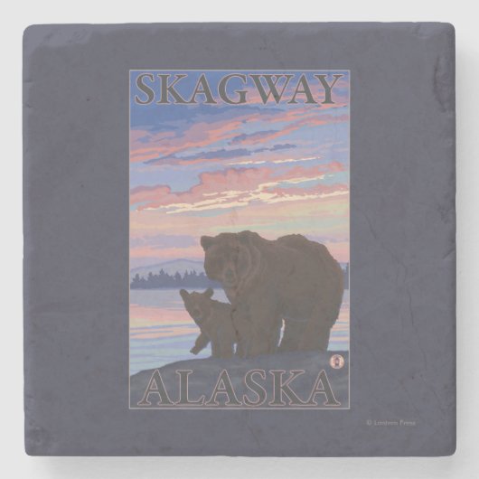 くまおよびカブス- Skagway、アラスカ ストーンコースター (正面)