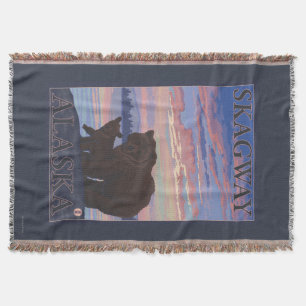 くまおよびカブス- Skagway、アラスカ スローブランケット
