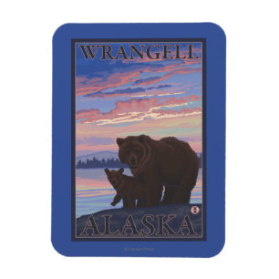 くまおよびカブス- Wrangell、アラスカ マグネット