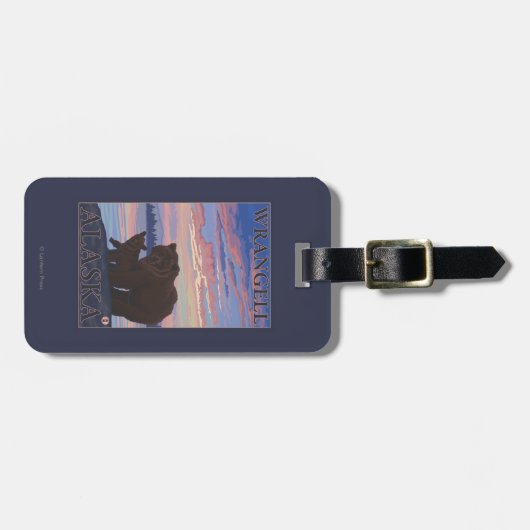 くまおよびカブス- Wrangell、アラスカ ラゲッジタグ (正面横)