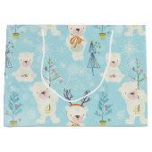 くまおよび子供へクリスマスクリスマスパターンから ラージペーパーバッグ (正面)