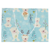 くまおよび子供へクリスマスクリスマスパターンから ラージペーパーバッグ (裏面)