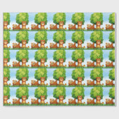 くまおよび森林 ラッピングペーパー (フラット)