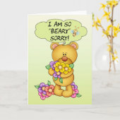 くまおよび花と残念な残念なカード"Beary" カード (黄色い花)