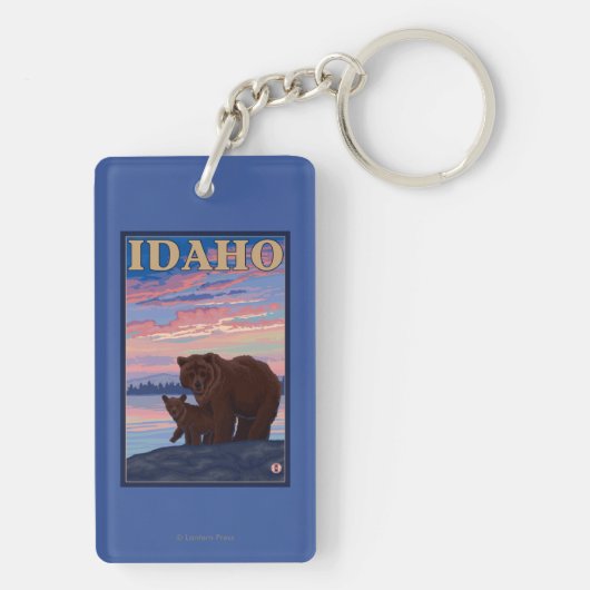 くまおよびCubIdahoVintage旅行ポスター キーホルダー (裏面)