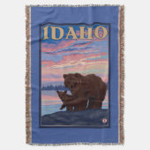 くまおよびCubIdahoVintage旅行ポスター スローブランケット (正面縦)