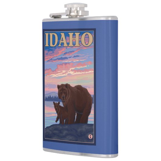 くまおよびCubIdahoVintage旅行ポスター フラスク (左)