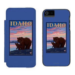 くまおよびCubIdahoVintage旅行ポスター iPhone SE/5/5sウォレットケース