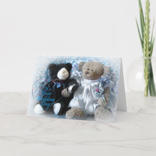 くまからの結婚式の花束 カード (正面)