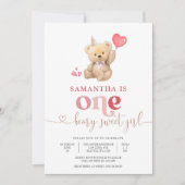 くまさんと一緒にお祝いしよう!1歳の誕生日招待状 招待状 (正面)