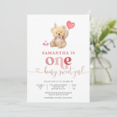 くまさんと一緒にお祝いしよう!1歳の誕生日招待状 招待状 (スタンド正面)