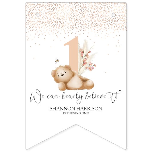 くまさんと蜂の1歳の誕生日 バンティングフラッグ (第1の旗)