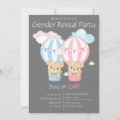 くまさんと風船の性別発表パーティー招待状 招待状 (正面)