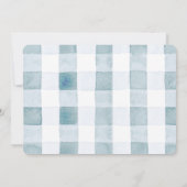 くまさんのお誕生日おめでとう！1歳の男の子くまさん青い風船 フォト 招待状 (裏面)