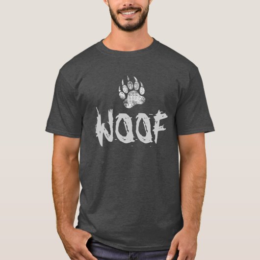 くまさんの自慢のくまの足あと WOOF Tシャツ (正面)