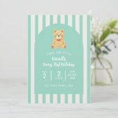 くまさんの1歳の誕生日招待状 | ターコイズ 招待状 (スタンド正面)