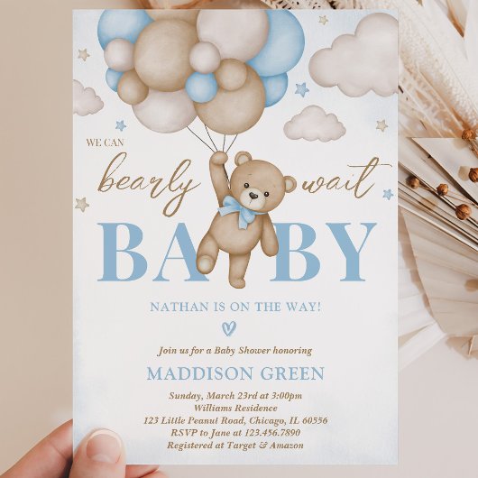 くまさんもワクワク赤ちゃんのお迎え Baby Shower 招待状