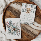 くまちゃんが生まれてくるよ ボタニカル サーグリーン 赤ちゃんのお祝い 招待状