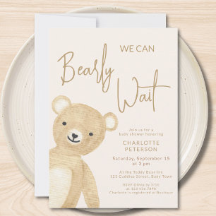 くまちゃんベビーシャワーおめでとう We Can Bearly Wait Teddy Bear Ba 招待状