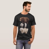 くまちゃんリアリスティック積み重ねバーズ・ミーム Tシャツ (正面フル)