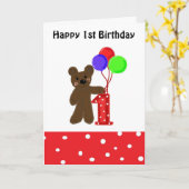 くまちゃん1歳の誕生日 カード (黄色い花)