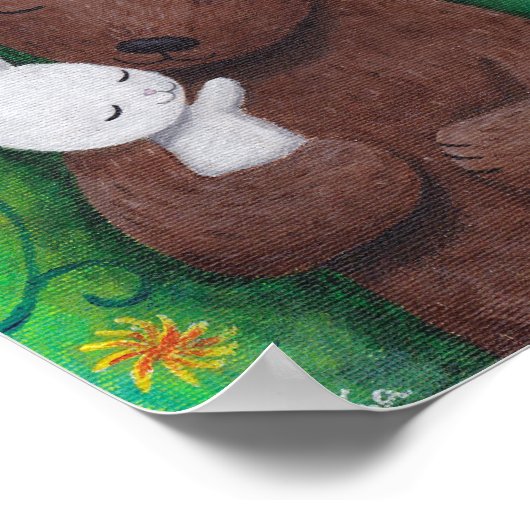 くまとうさぎのアートポスター　森の動物の壁飾り ポスター (角)