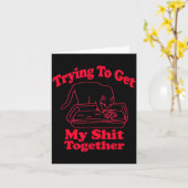 くまどり満杯！ねこあるある・ねこ好きネタ ネコママ ネコパパ カード (黄色い花)