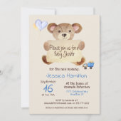 くまのぬいぐるみがかわいいベビーシャワーのお知らせ 赤ちゃん男の子 招待状 (正面)