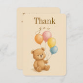 くまのぬいぐるみが付いたフラットな誕生日お礼カード サンキューカード (正面/裏面)