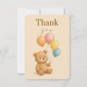 くまのぬいぐるみが付いたフラットな誕生日お礼カード サンキューカード (正面)
