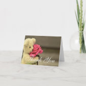 くまのぬいぐるみとバラの感謝カード サンキューカード (正面)