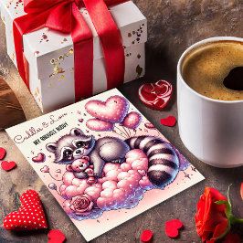 くまのぬいぐるみとラッコのバレンタインカード シーズンカード