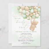 くまのぬいぐるみと風船のベビーシャワー招待状 招待状 (正面)