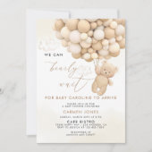 くまのぬいぐるみと風船のベビーシャワー招待状 招待状 (正面)