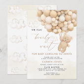 くまのぬいぐるみと風船のベビーシャワー招待状 招待状 (正面/裏面)