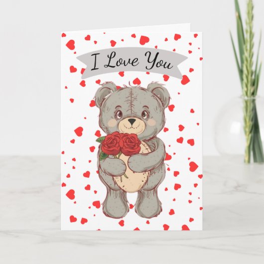 くまのぬいぐるみバレンタインデーカード シーズンカード (正面)