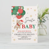 くまのぬいぐるみベイビーシャワー、サンタベイビーシャワー 招待状 (スタンド正面)
