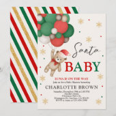 くまのぬいぐるみベイビーシャワー、サンタベイビーシャワー 招待状 (正面/裏面)