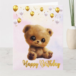 くまのぬいぐるみ付きの「お誕生日おめでとう」ポストカード。 カード