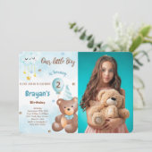 くまのぬいぐるみ写真招待状 招待状 (スタンド正面)