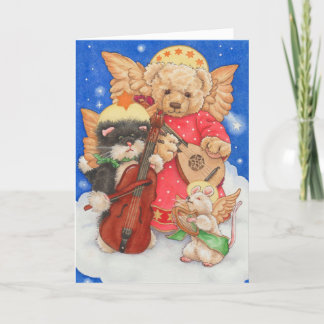 くまのぬいぐるみ天使合唱隊 かわいいクリスマスカード カード