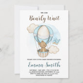 くまのぬいぐるみ気球ベビーシャワー招待状 招待状 (正面)