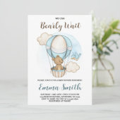 くまのぬいぐるみ気球ベビーシャワー招待状 招待状 (スタンド正面)